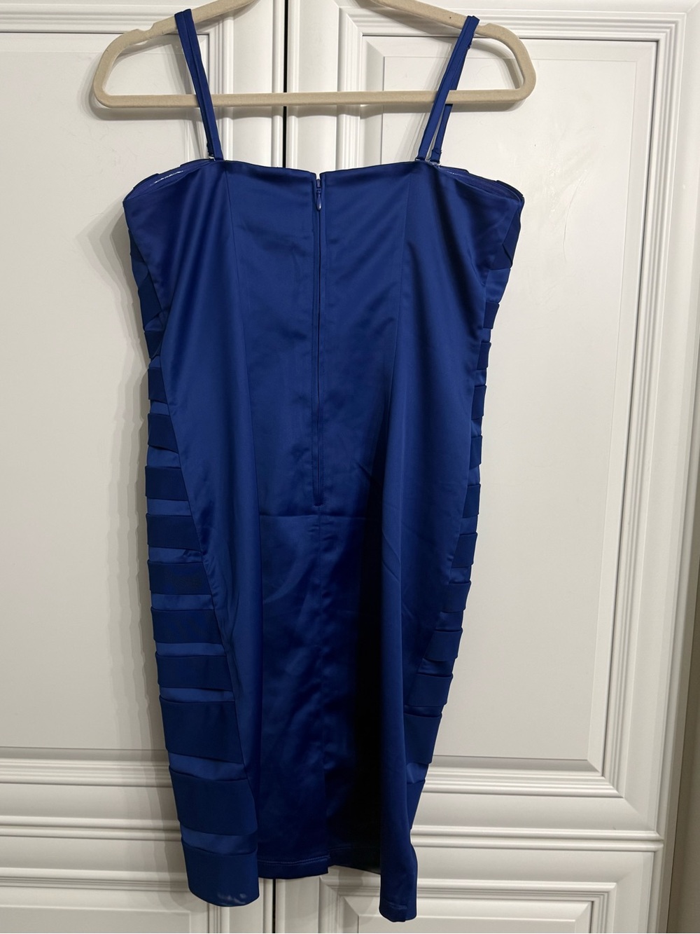 Orsay Royal Blue Strappy Bandage Midi Cocktail Dress Crisscross Panels Size 8-10 - Picture 8 of 13